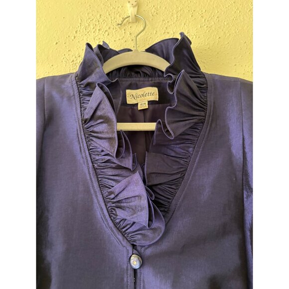 Nicolette Womens Formal Midnight Blue Satin Finish  Jacket 16W - Picture 9 of 16